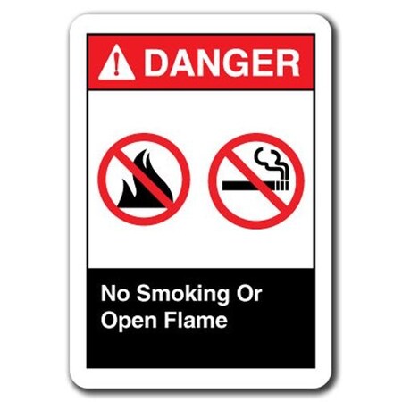 Signmission -No Smoking Or Open Flame 7inx10in Plastic Safety ansi osha, ANSI-710DS No Smoking Or Open Flame ANSI-710DS No Smoking Or Open Flame